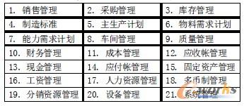 表1 ERP功能模塊組成