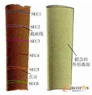 逆向構(gòu)建的葉身外形曲面