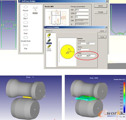 圖7 玻璃輥壓成形分析